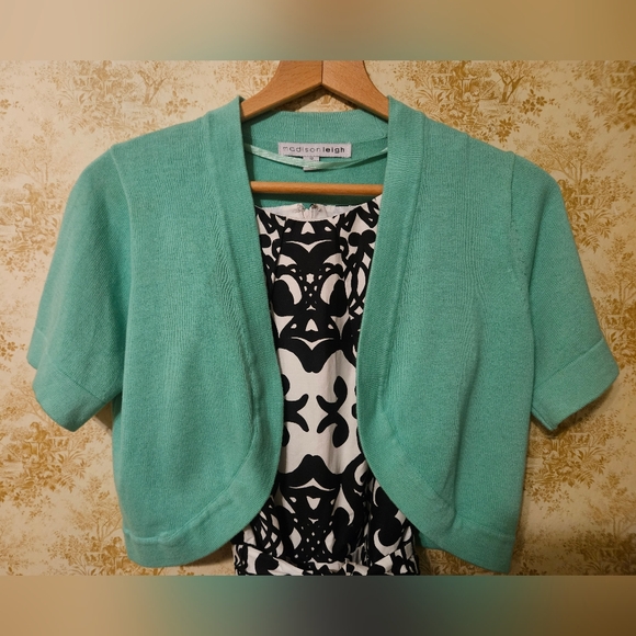 Size 8-10 dress set with shrug black,white& mint green - Picture 3 of 15
